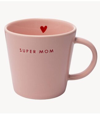 Vondels Mok Tea cup ceramic SUPER MOM pink 350ml pink