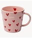 Vondels Mok Tea cup hearts ceramic LOVE pink 350ml pink