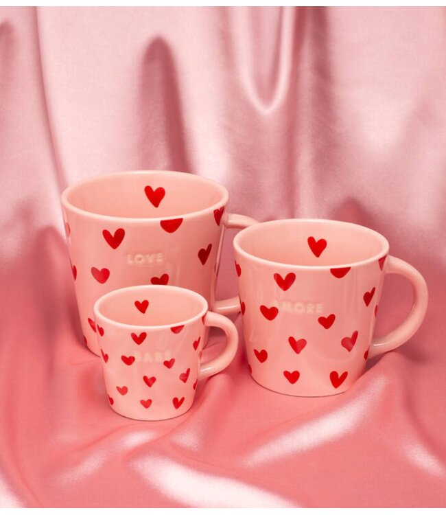 Vondels Mok Tea cup hearts ceramic LOVE pink 350ml pink