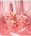 Vondels Mok Tea cup hearts ceramic LOVE pink 350ml pink
