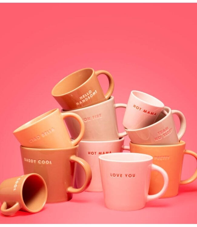 Vondels Mok Tea cup ceramic HOT MAMA pink 350ml pink