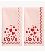 Vondels Servet Embroidered napkins LOVE soft pink 45cm Pack of 2 soft pink