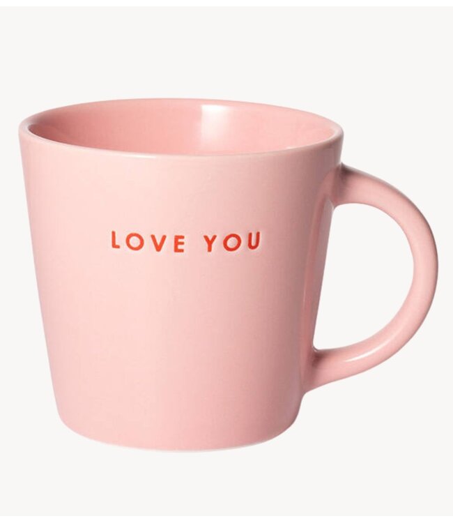Vondels Mok Cappuccino cup ceramic LOVE YOU pink 250ml pink