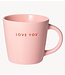 Vondels Mok Cappuccino cup ceramic LOVE YOU pink 250ml pink