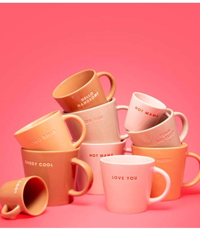 Vondels Mok Cappuccino cup ceramic LOVE YOU pink 250ml pink