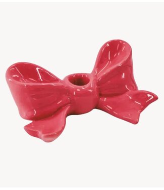 Kklup Home Selection Kaarsenhouder Candle Holder- Bow- Ceramic- Red- 18x9x7 cm