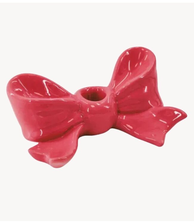 Kklup Home Selection Kaarsenhouder Candle Holder- Bow- Ceramic- Red- 18x9x7 cm