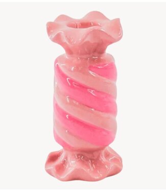 Kklup Home Selection Kaarsenhouder Candle Holder- Toffee Candy - Ceramic-Pink/ Neon -7,5x7,5x13 cm