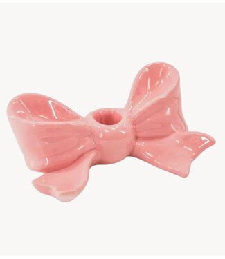 Kklup Home Selection Kaarsenhouder Candle Holder- Bow- Ceramic- Pink- 18x9x7 cm