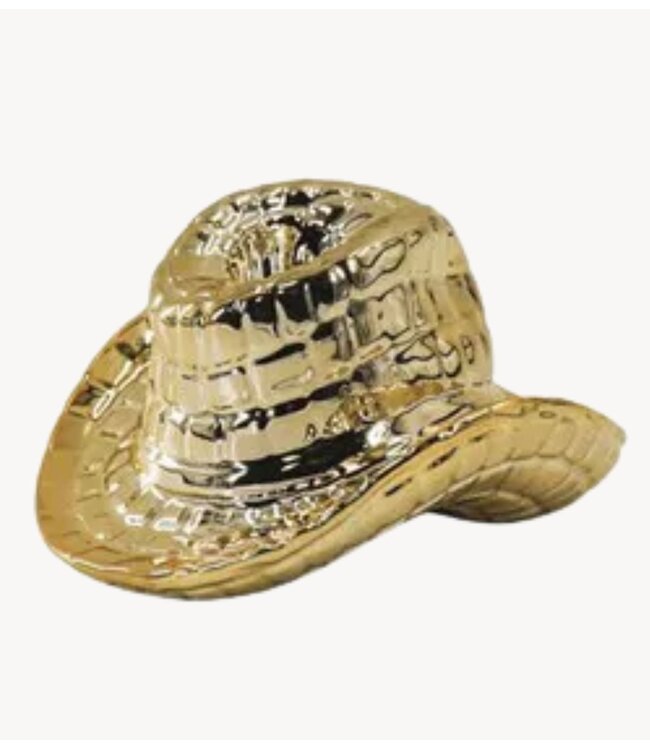 Kklup Home Selection Kaarsenhouder Candle Holder - Cowboy Hat-Ceramic- Gold - 13,5x11x7 cm