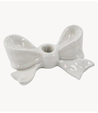 Kklup Home Selection Kaarsenhouder Candle Holder- Bow- Ceramic-White- 18x9x7 cm