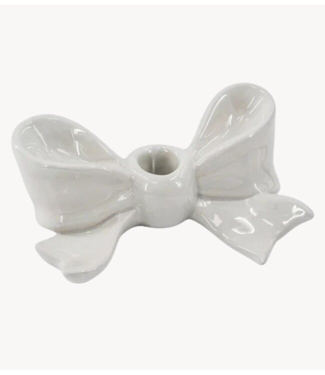 Kklup Home Selection Kaarsenhouder Candle Holder- Bow- Ceramic-White- 18x9x7 cm