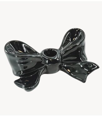 Kklup Home Selection Kaarsenhouder Candle Holder- Bow- Ceramic- Black- 18x9x7 cm