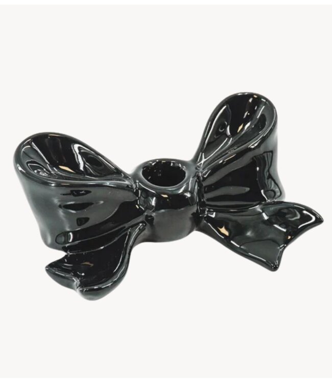 Kklup Home Selection Kaarsenhouder Candle Holder- Bow- Ceramic- Black- 18x9x7 cm