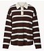 Y.A.S Top YASISABELL LS POLO KNIT PULLOVER Chocolate Brown W. Stripes