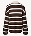 Y.A.S Top YASISABELL LS POLO KNIT PULLOVER Chocolate Brown W. Stripes