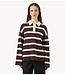 Y.A.S Top YASISABELL LS POLO KNIT PULLOVER Chocolate Brown W. Stripes
