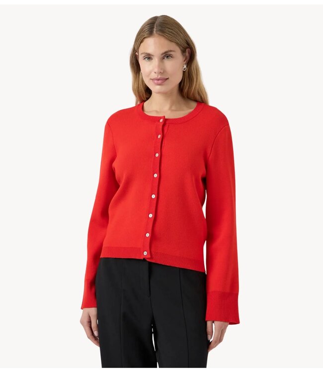 Y.A.S Top YASELENA LS KNIT CARDIGAN S.. fiery red
