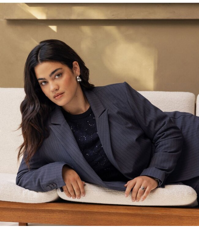 Studio Anneloes Blazer Dokus bnd pinstripe blazer antraciet / dark blue