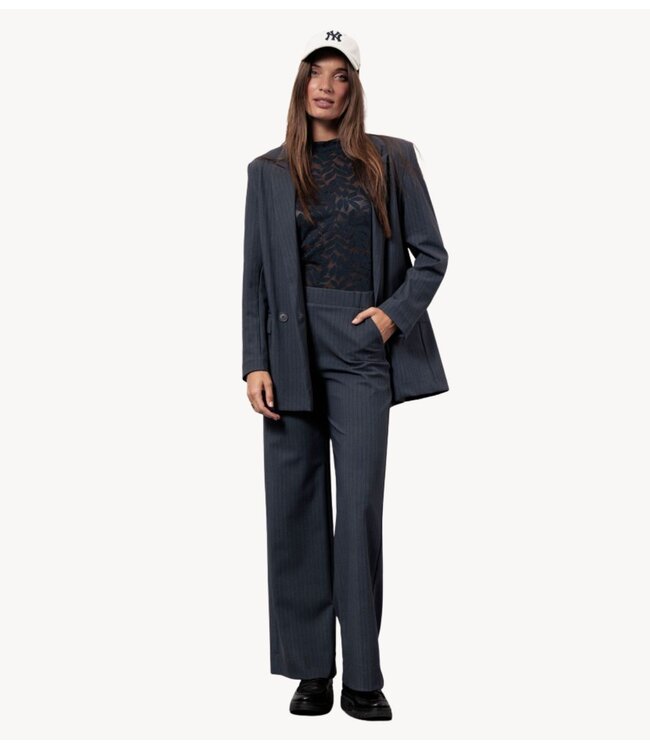 Studio Anneloes Broek Lexie bnd pinstripe trousers antraciet / dark blue