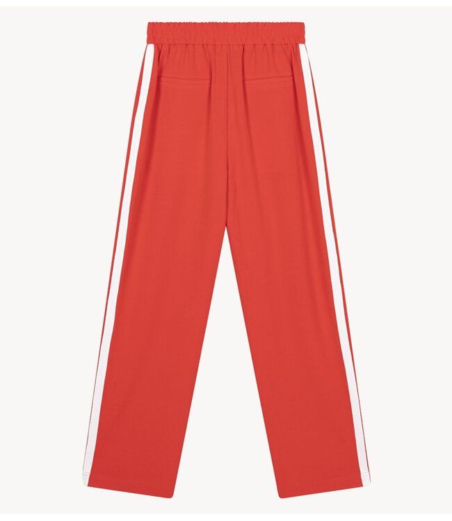 Alix The Label Broek ladies woven strass stripe pants bright red