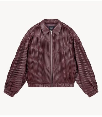 Alix The Label Jacket ladies woven pleated faux leather bomber bordeaux