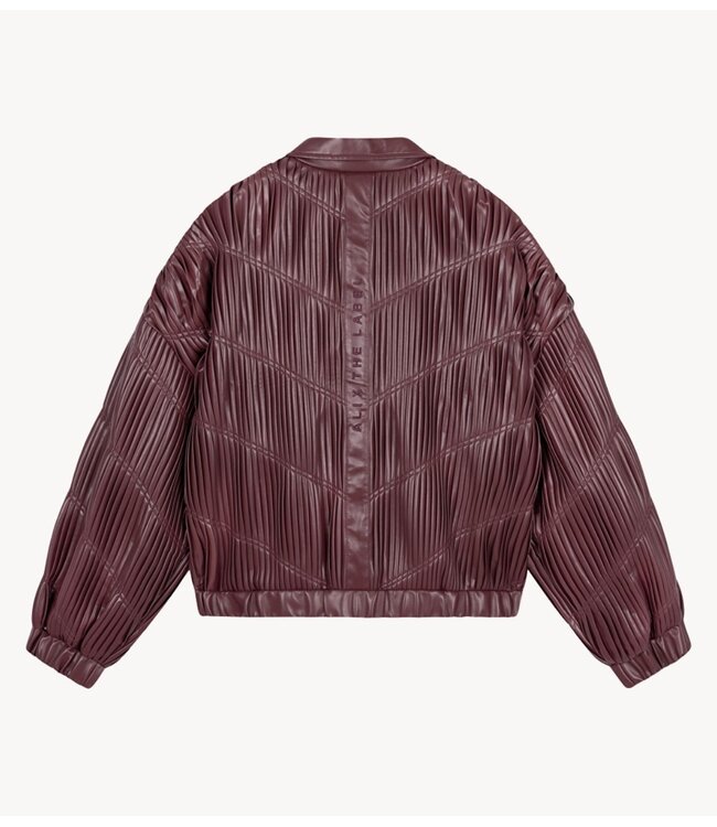 Alix The Label Jacket ladies woven pleated faux leather bomber bordeaux