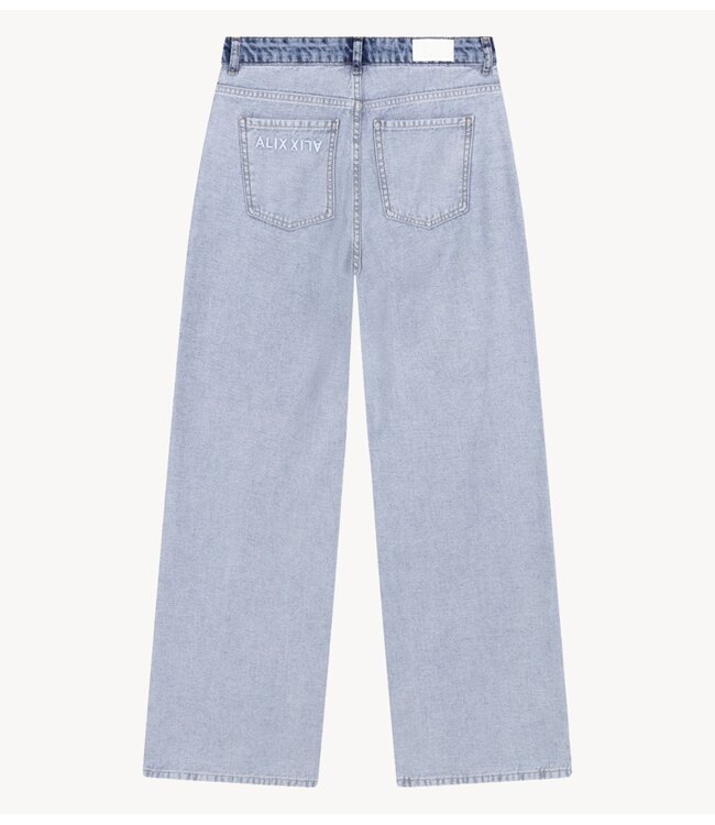 Alix The Label Broek ladies woven mix denim pants light bleu denim