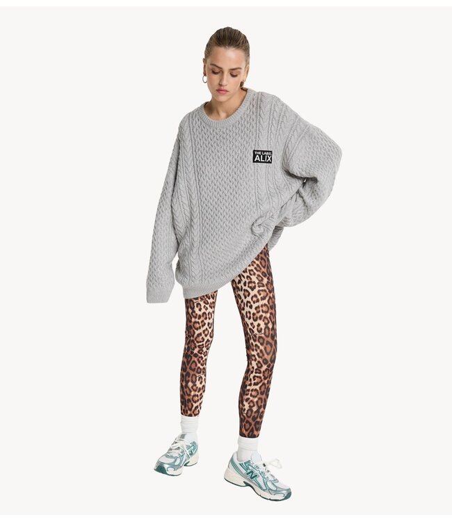 Alix The Label Legging ladies knitted rib legging grey melange