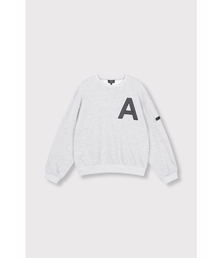 Alix The Label Trui ladies knitted leather a sweater soft grey melange