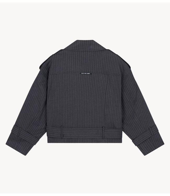 Alix The Label Jack ladies woven pinstripe cropped jacket antracite melange