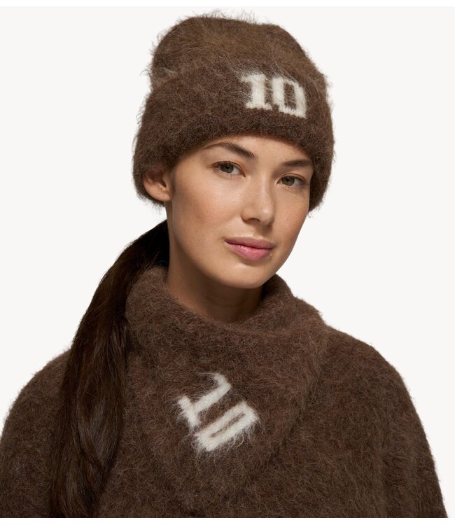 10DAYS Muts hairy knit beanie dark truffle
