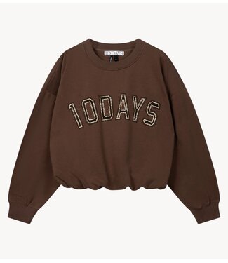 10DAYS Trui pleated sweater 10DAYS dark truffle