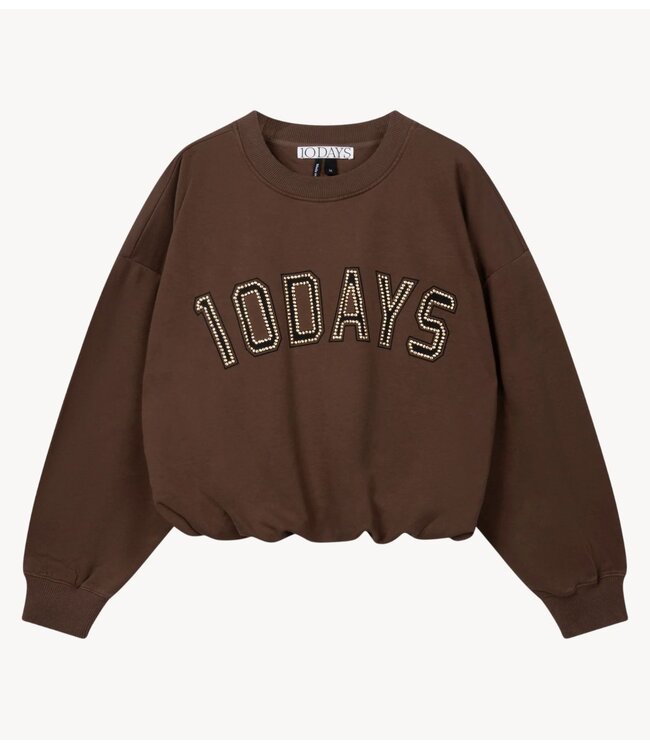 10DAYS Trui pleated sweater 10DAYS dark truffle