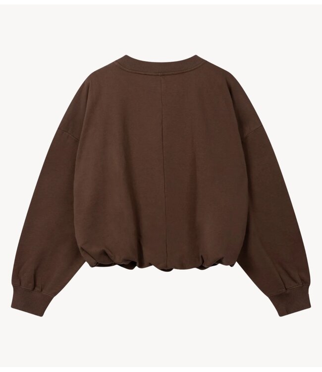 10DAYS Trui pleated sweater 10DAYS dark truffle
