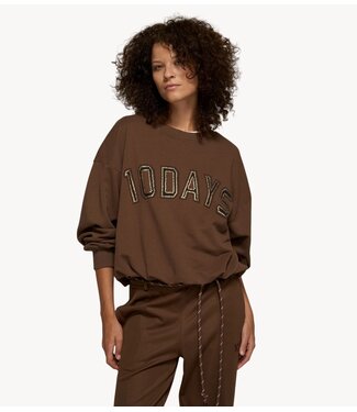 10DAYS Trui pleated sweater 10DAYS dark truffle