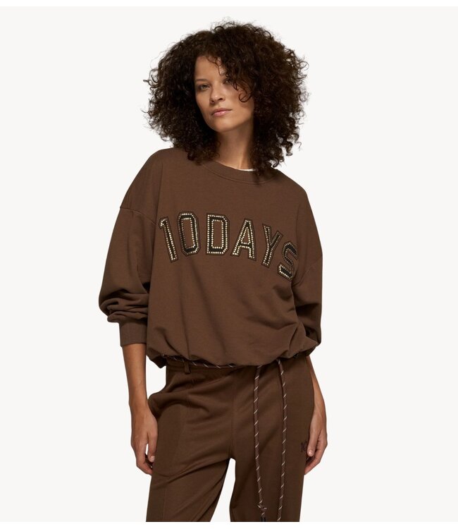 10DAYS Trui pleated sweater 10DAYS dark truffle