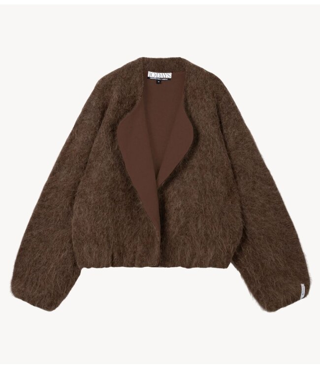 10DAYS Jack puffy hairy knit bomber dark truffle