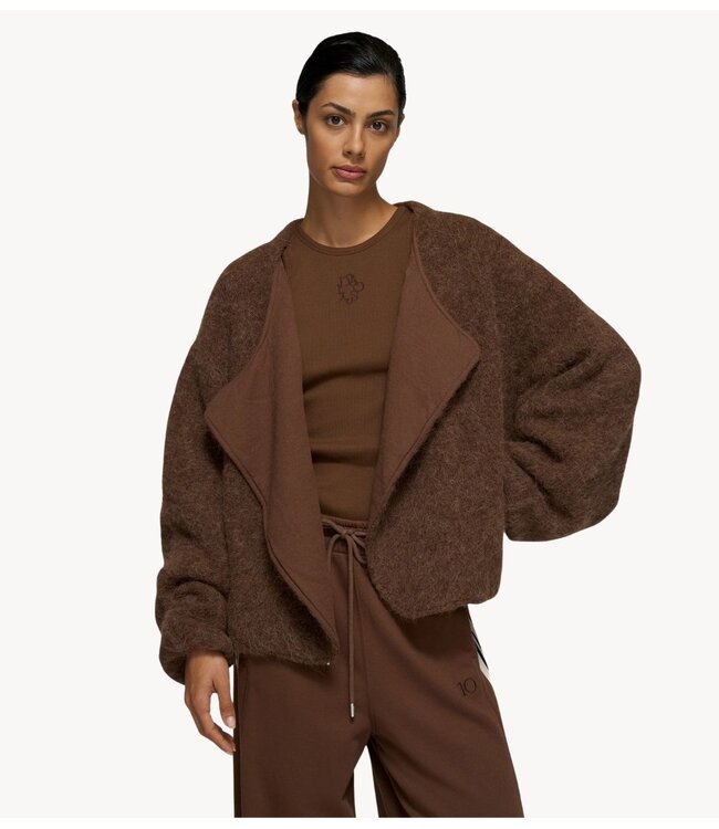 10DAYS Jack puffy hairy knit bomber dark truffle