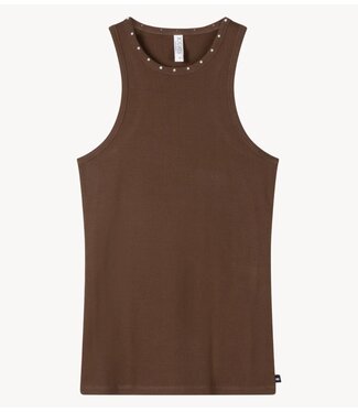 10DAYS Top tank top pearls dark truffle