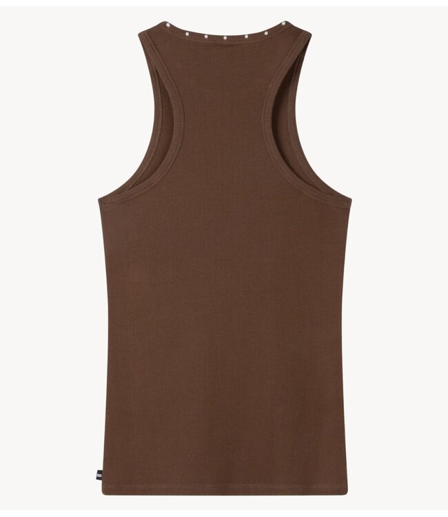 10DAYS Top tank top pearls dark truffle