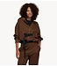 10DAYS Trui belted zip hoodie dark truffle