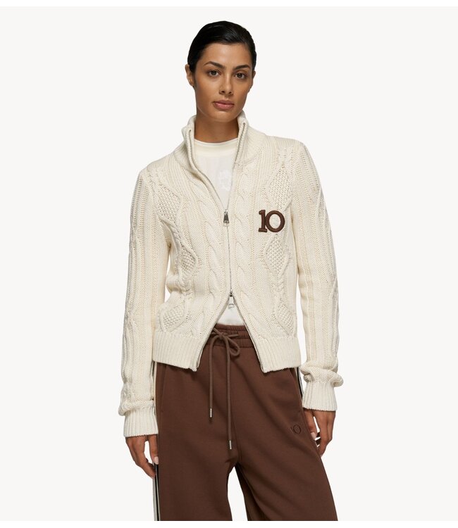 10DAYS Trui cable knit zip pearl