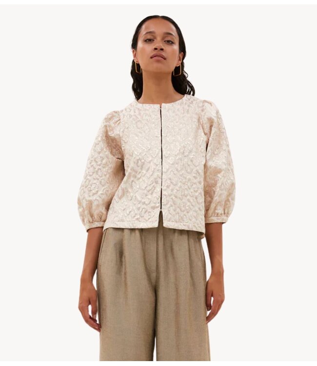BY-BAR Blouse mauri sparkle cheetah blouse champagne