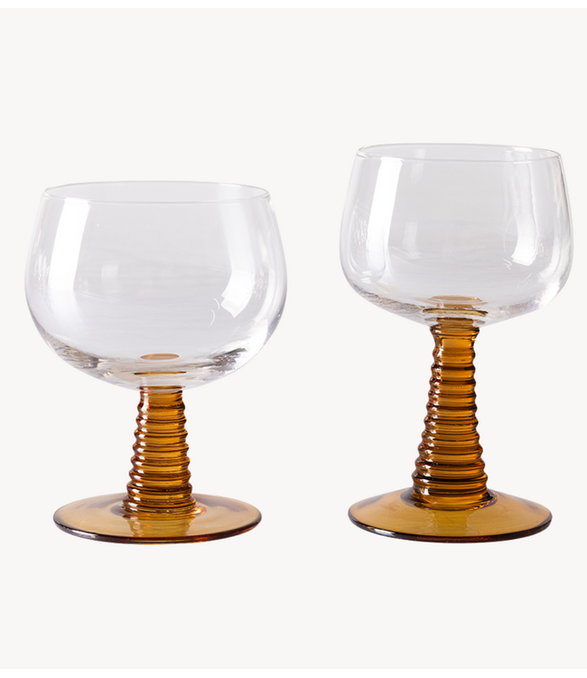 HKLIVING Wijnglas swirl high ochre