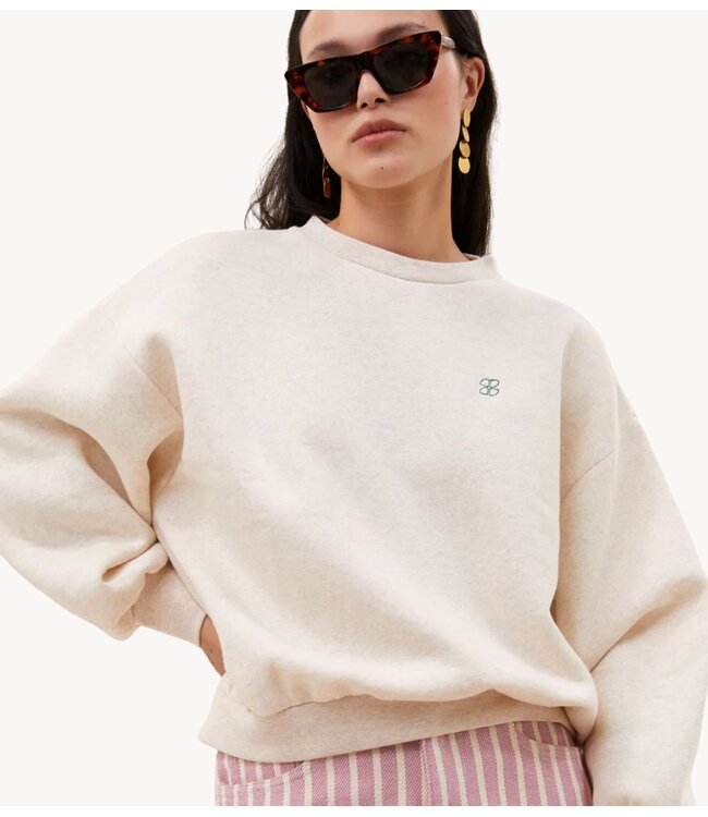 BY-BAR Trui bibi melange lucky everyday sweater oyster melee