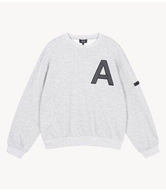 Alix The Label Trui ladies knitted leather a sweater soft grey melange