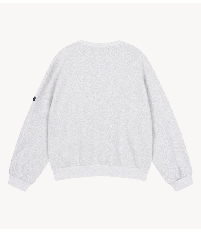 Alix The Label Trui ladies knitted leather a sweater soft grey melange