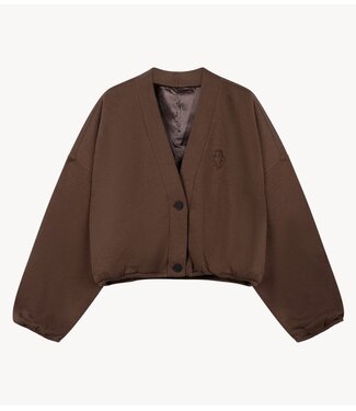 10DAYS Vest cropped baseball cardigan  dark truffle
