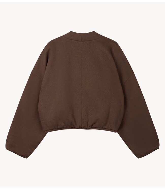 10DAYS Vest cropped baseball cardigan  dark truffle